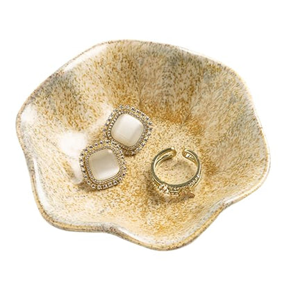 Ceramic Ring Dish, Jewelry Trinket Tray for Rings and Earrings - color: Camel Surface