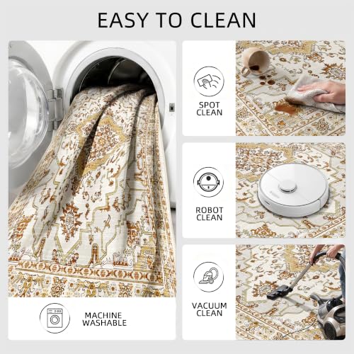 Arenarug 3x5 Washable Area Rug for Bedroom, Khaki Rusty Yellow - color: Khaki Rusty Yellow, size: 3' x 5' (Rectangular)