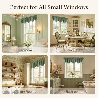 StangH Sage Green Valance for Windows 52x18 Inch, 1 Panel - color: Sage Green, size: 52"W x 18"L (Pack of 1)
