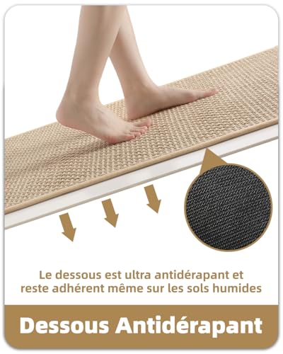 Color&Geometry Beige 60x24 Waffle Bath Mat, Rubber Non Slip Bathroom Rug - color: Beige, size: 24"x60"