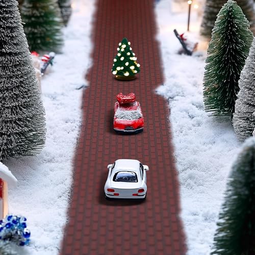 4 Pcs Christmas Village Reddish Brown Brick Road, Xmas Village Accessories - color: 39"x 3.5"-reddish Brown