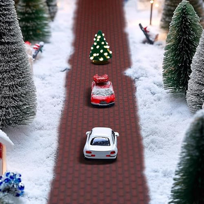 4 Pcs Christmas Village Reddish Brown Brick Road, Xmas Village Accessories - color: 39"x 3.5"-reddish Brown
