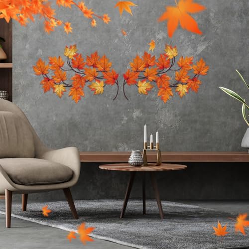 ShxTrade 2 Pcs Metal Tree Leaf Wall Decor, Maple Leaves Wall Sculpture - color: Style 1