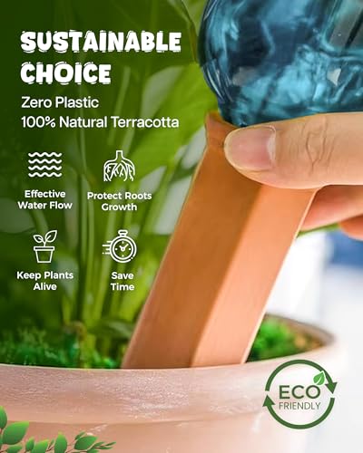 Plant Watering Devices, Self Watering Spikes, Self Watering Planter Insert, Terracotta Watering Spikes, Plant Watering Spikes, Vacation Plant Watering Devices, Water Plants While Away - color: Terracotta - 15 Pcs (Pack of 1)