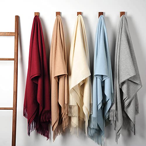 EP Mode 100% Pure Cashmere Throw Blanket for Sofa, Whisper White - color: Whisper White