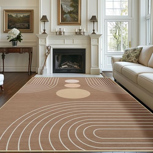 Area Rug 6x9 Boho Modern Geometric Brown Abstract Rug Living Room Washable - color: Camel Brown, size: 9' x 6' (Rectangular)