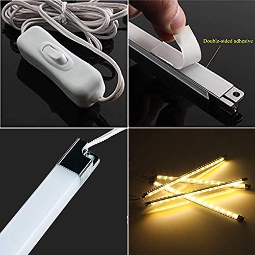 Premium LED Light Strips Kit: 6 x 12 Linkable Bars + Rocker Switch for Warm White Ambient Lighting in Cabinets, Closets, Shelf, Display Case, Showcase Lighting, 3000K Warm White - color: Warm White