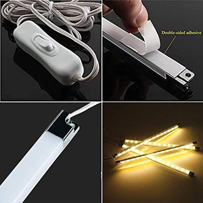 Premium LED Light Strips Kit: 6 x 12 Linkable Bars + Rocker Switch for Warm White Ambient Lighting in Cabinets, Closets, Shelf, Display Case, Showcase Lighting, 3000K Warm White - color: Warm White