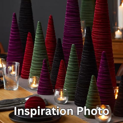 Your Heart's Content Velvet Trees Set of 4 Olive, Modern Mantle, Elegant Entryway, Green Valentine Tree Tabletop, Holiday Table Centerpiece, Cozy Gift for (Olive) - color: Olive