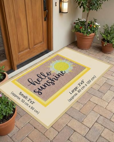 Cheerful Hello Sunshine Coil Door Mat 20x30 Inch - color: Hello Sunshine