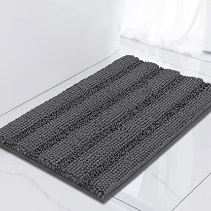 Turquoize Small Bathroom Rug 17x24, Soft Absorbent Chenille Bath Rug, Gray - color: Charcoal Gray, size: 17" x 24"