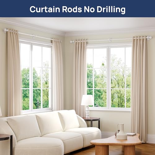 ENJOYBASICS 2 Pack 48-84" No Drill Curtain Rods, Renter Friendly, White - color: White, size: 27-90"