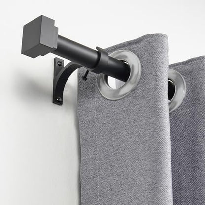 Single Curtain Rods for Windows 144 to 164 Inch(12-13.6ft),1 Inch Diameter Adjustable Heavy Duty Drapery Rods,with Modern Square Aluminum Alloy Finials,Matte Black - color: Matte Black, size: 144-164"