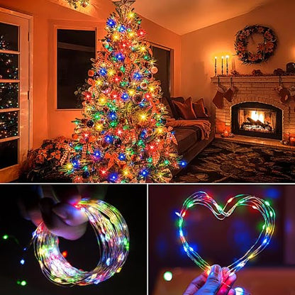 3 Pack 100 LEDs Fairy String Lights Battery Operated 32.8 FT with Timer - color: 10-Multi-colored