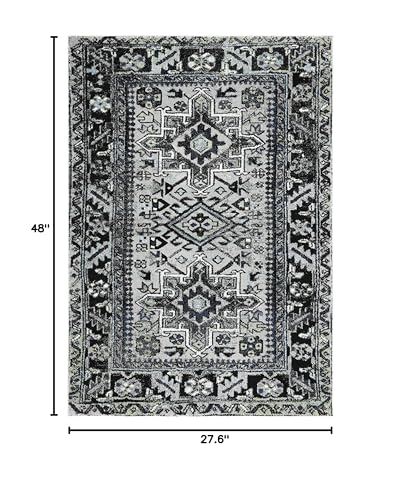 SAFAVIEH Vintage Hamadan Collection Accent Rug - 2'3" x 4', Light Grey & Dark Grey, Traditional Persian Design, Non-Shedding & Easy to Clean, Ideal for Front Door, Kitchen, Entryway, Foyer (VTH211F) - color: Light Grey/Dark Grey, size: 2'3" x 4' (Rectangu