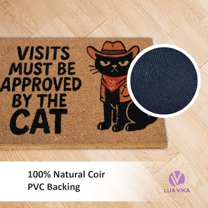 Funny Coir Door Mats Outside and Inside, Cat, 17 x 30 in - color: Cat