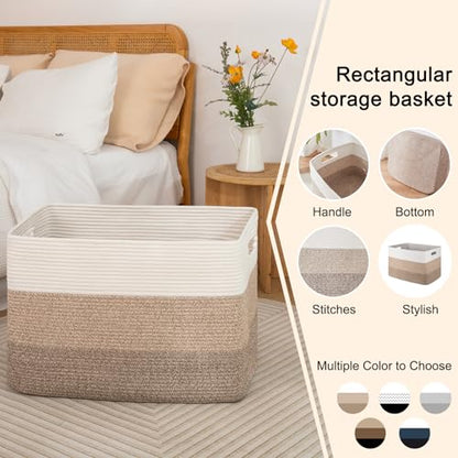 OIAHOMY Blanket Basket Laundry Basket Dog Toy Basket 108L Gradient Brown - color: Gradient Yellow, size: 25”x16”x16”