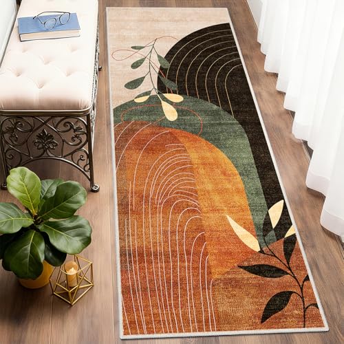 MUJOO Washable Runner Rug 2x6 Area Rug Non Slip Mid Century Modern - color: Terracotta（modern）, size: 2' x 6' (Rectangular)