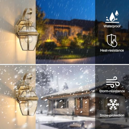 Solid Brass Outdoor Wall Light Fixtures, 12.6" - color: Antique Brass - 1 Pack, size: 12.6 inch