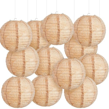 Hortsun 12 Pcs Print Burlap Paper Lanterns Classroom Decor,12 Inch - size: 12 Inch