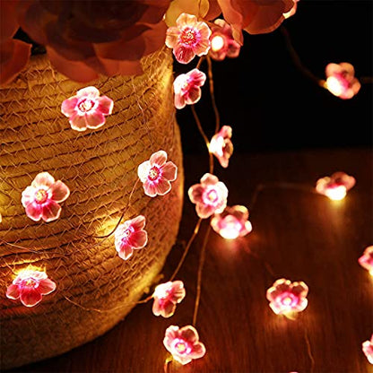 Mudder 1 Pack 13 FT 40 LEDs Cherry Blossom Flower String Lights