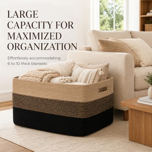 OIAHOMY Blanket Basket Laundry Basket Dog Toy Basket 75L Yellow Black - color: Yellow Black, size: 22”x17”x12”