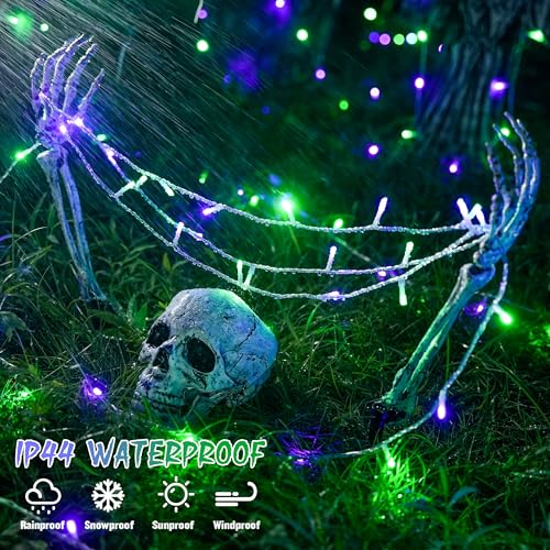 JMEXSUSS Connectable Purple and Green Halloween Lights Plug-in - color: Purple Green, size: 100 LED