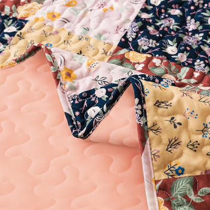 Exclusivo Mezcla Reversible Boho Quilted Throw Blanket, 50"x 60" - color: Floral Brown, size: 50 x 60 inch
