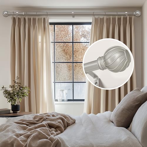Silver Curtain Rods for Windows 66 to 120 Inch 7/8" Diameter Long - color: Silver, size: 36"-120"|1 Pack