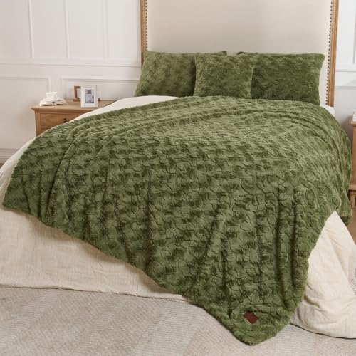 Faux Fur Rabbit Throw Blanket,Super Soft Plush Thick Warm Blanket,Fuzzy Luxury Plush Decorative Blanket for Couch Bed Sofa-Sage Green(60 * 90inch) - color: Sage Green, size: 60*90 inch