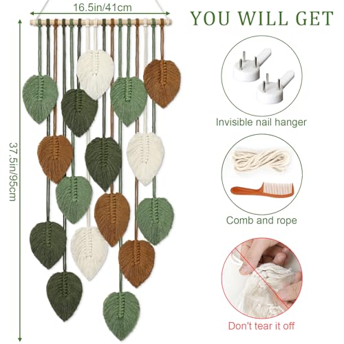 Vertical Macrame Wall Hanging Boho Home Decor Long Narrow Chic Wall Art - color: 16.5"W x 37.5"L