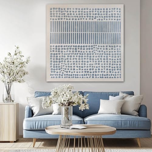 Framed Canvas Wall Art, Blue Abstract Oil Painting, Textured Wall Art, Ready to Hang, Modern Home Decor for Living Room Bedroom,40x40 Inch - color: Blue, size: 40"L x 40"W