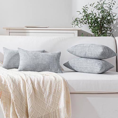 Pack of 4 Throw Pillow Covers 12x20” Boho Cushion Covers for Living Room - color: Light Gray, size: 20" x 12" (Pack of 4)