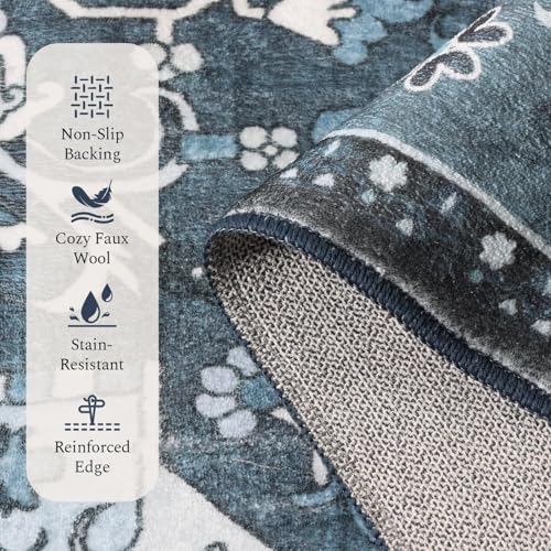 Rugflix 10x14 Area Rugs for Living Room, Washable Dark Navy Blue Large Rug - color: Dark Navy Blue, size: 10' x 14' (Rectangular)
