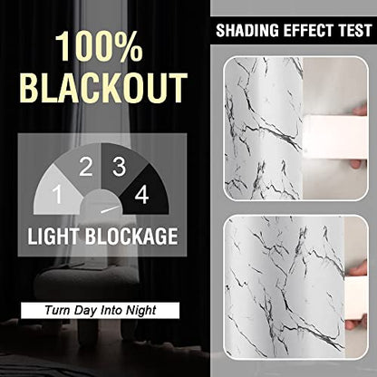 H.VERSAILTEX 100% Blackout Curtains 63 inch Length 2 Panels Set Marble Designs Printed Drapes Thermal Curtains for Bedroom with Black Liner Sound Proof Curtains, Grey - color: Marble- Grey, size: 52"W x 63"L (Pack of 2)
