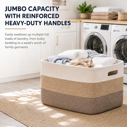 OIAHOMY Blanket Basket Laundry Basket Dog Toy Basket 75L Gradient Brown - color: Gradient Yellow, size: 22”x17”x12”