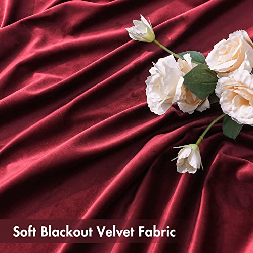 MIULEE Burgundy Red Blackout Velvet Curtains Drapes 63 Inch Long 52"x63" - color: Burgundy, size: 52"W x 63"L (Pack of 2)
