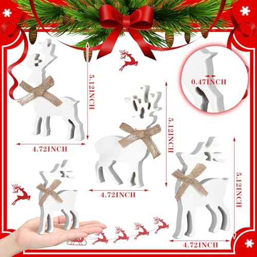 Redbaker 3 Pcs Wooden Reindeer Table Decor, Christmas Reindeer Figurines - style: Reindeer
