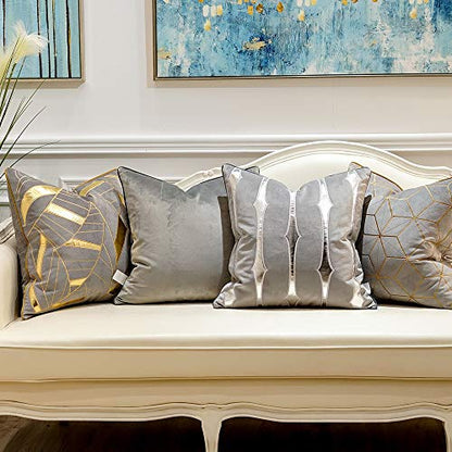 Avigers Throw Pillow Cover 20 x 20 Inch, Grey Gold, Velvet, Hidden Zipper - color: Grey,gold, size: 20" x 20" (Pack of 1)