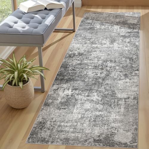 DMOYEST 3x8 Washable Runner Rug for Hallway Abstract Soft Carpet Runner - color: Grey, size: 3' x 8' (Runner)