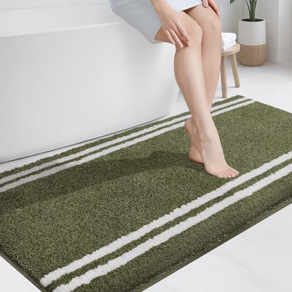 PURRUGS Bathroom Rug, Bath Mat, 30" x 60", Olive Green - color: Olive Green, size: 30" X 60"