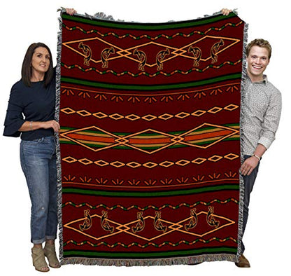 Pure Country Weavers Russet and Green Blanket - Southwest Native American Inspired - Gift Tapestry Throw Woven from Cotton - Made in the USA (72x54) - color: Russet and Green, size: Large