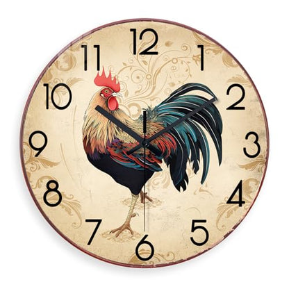 XNM Brown Rooster Wall Clocks Battery Operated 14 Inch - color: Brown Rooster, size: 14 Inch
