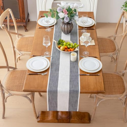 Line Macrame Table Runner, Black Table Runners 36 Inches Long - color: Black, size: 13"x36"