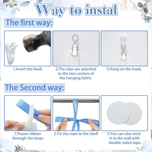 Tingjoo 27x78" Wedding Banner White, Deep Blue Backdrop Bow Hanging - color: White, Deep Blue, style: Wedding