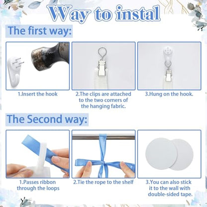 Tingjoo 27x78" Wedding Banner White, Deep Blue Backdrop Bow Hanging - color: White, Deep Blue, style: Wedding
