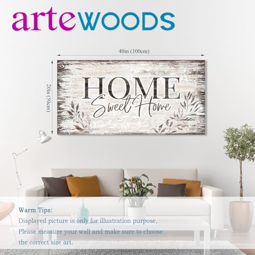 Home Sweet Home Wall Art Dark Brown Rustic Farmhouse Canvas Sign, 20"x40" - color: Home Sweet Home, size: 40"L x 20"W