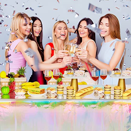 FunnyPars 4 Pack Iridescent Plastic Tablecloths, Disposable Table Covers - color: Laser