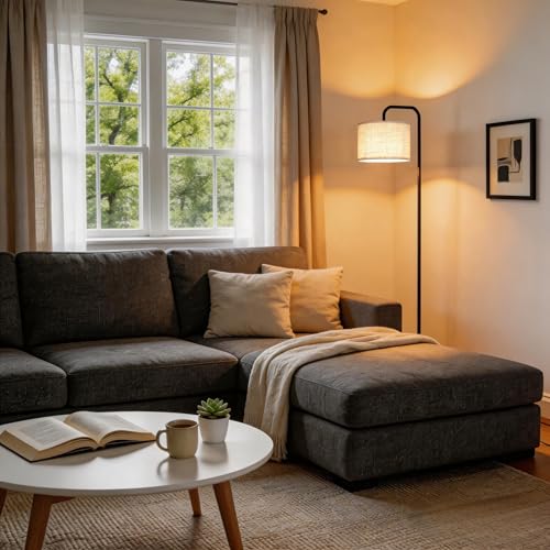 TJOY Floor Lamp, Black Standing Floor Lamp for Living Room with 3 CCT Bulb - color: Black
