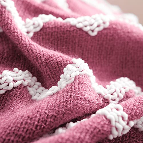 BOURINA Knitted Throw Blanket Chenille Outdoor Blanket,Rose Wine 50x60Inch - color: A-rose Wind, size: 50"×60"